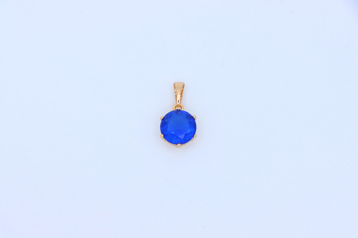 Sapphire Blue Round Pendant in Rose Gold Setting with Prong Hold, XPPT1496 (2139-4)