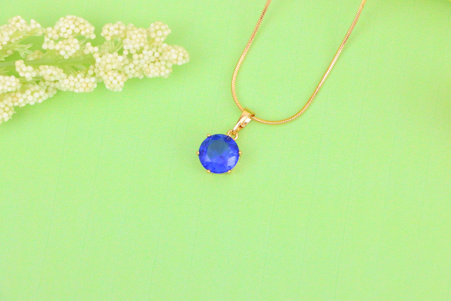 Sapphire Blue Round Pendant in Rose Gold Setting with Prong Hold, XPPT1496 (2139-4)