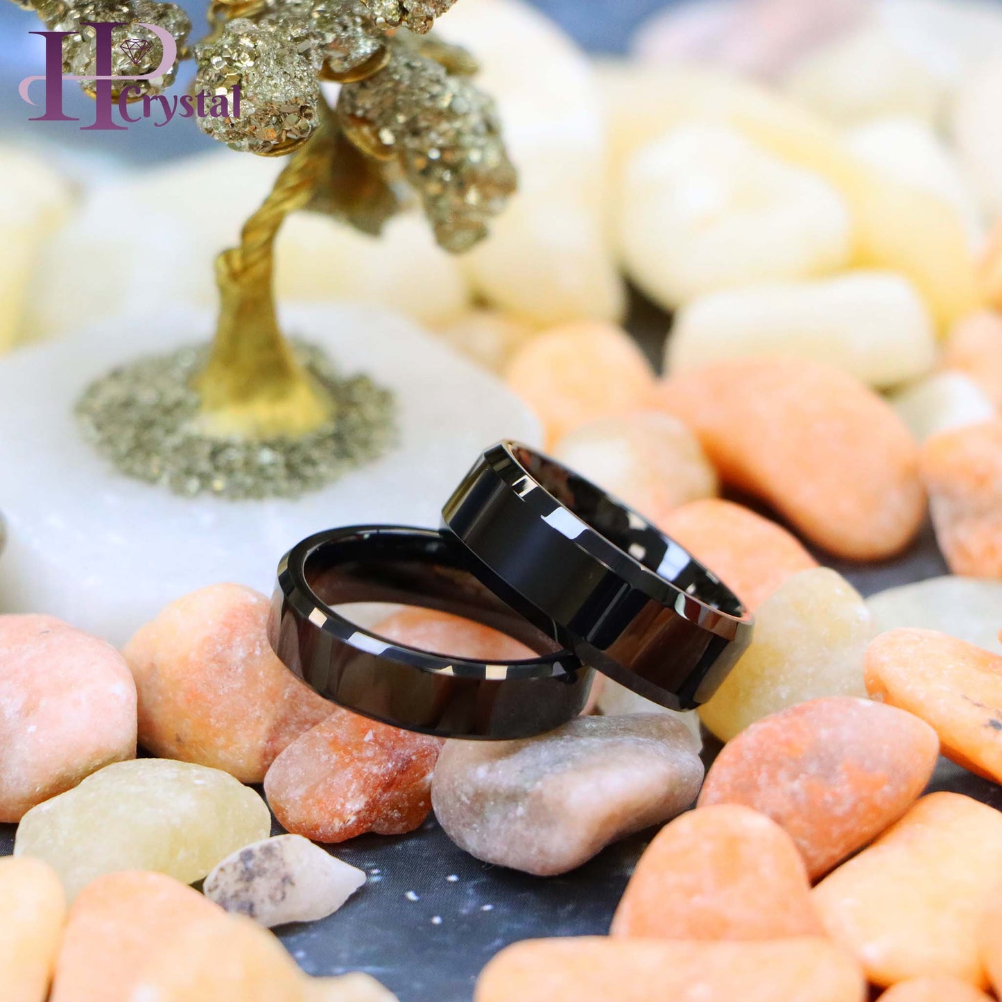 High Polish Black IP Plate Beveled Edge Tungsten Ring