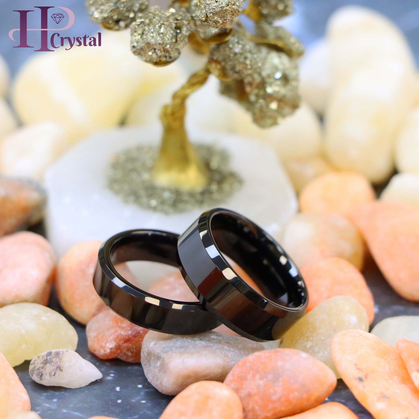 High Polish Black IP Plate Beveled Edge Tungsten Ring