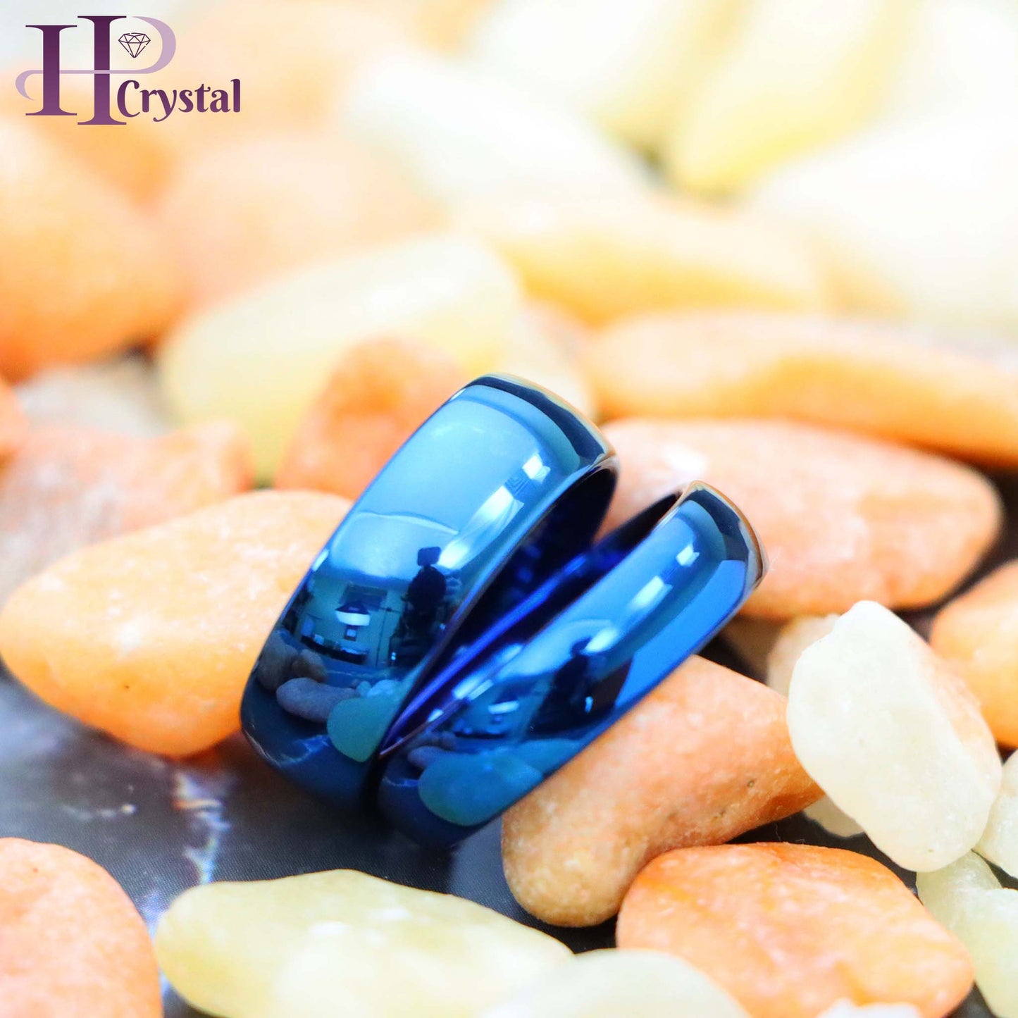 Shiny Blue IP Plated Domed Tungsten Ring (MARET893)