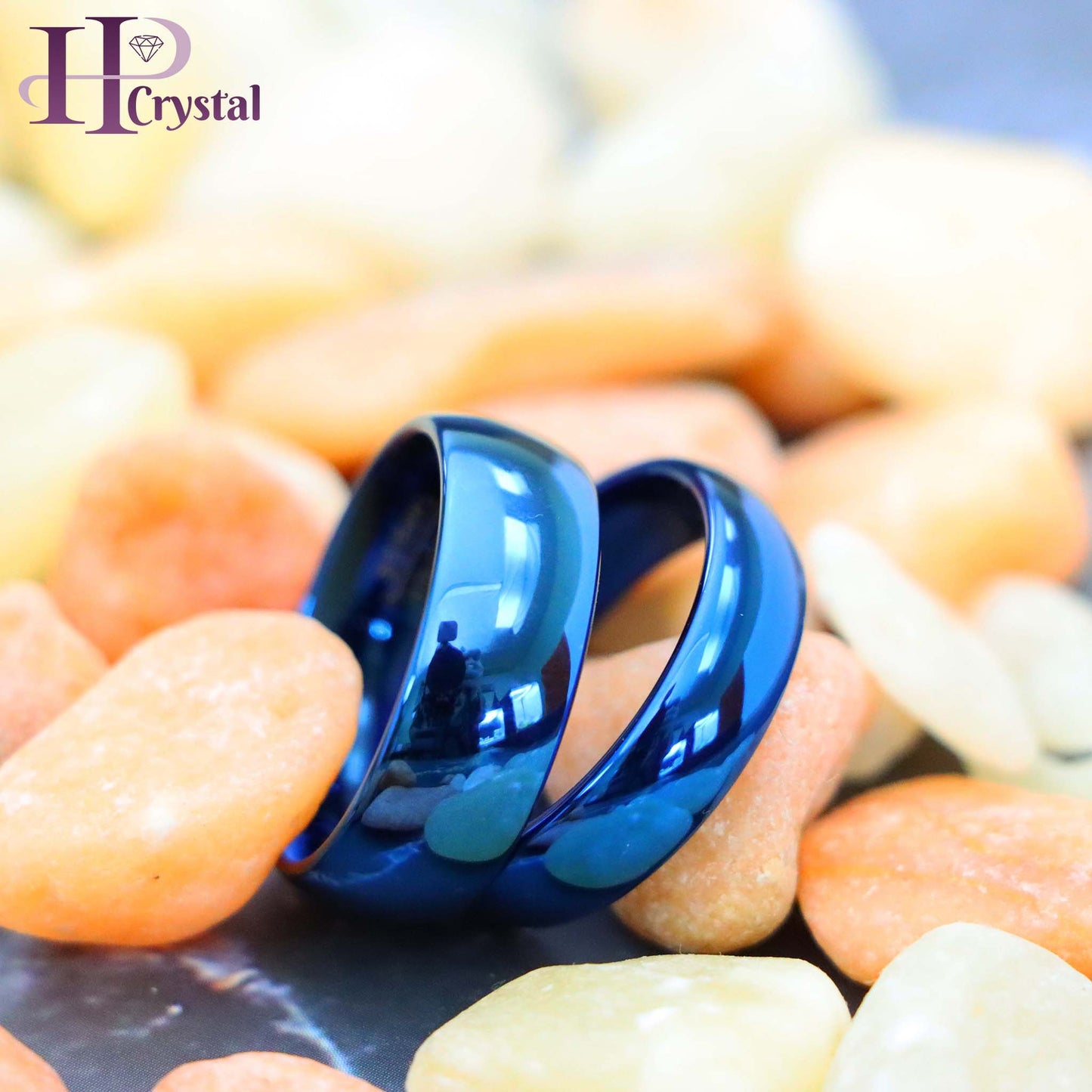 Shiny Blue IP Plated Domed Tungsten Ring (MARET893)