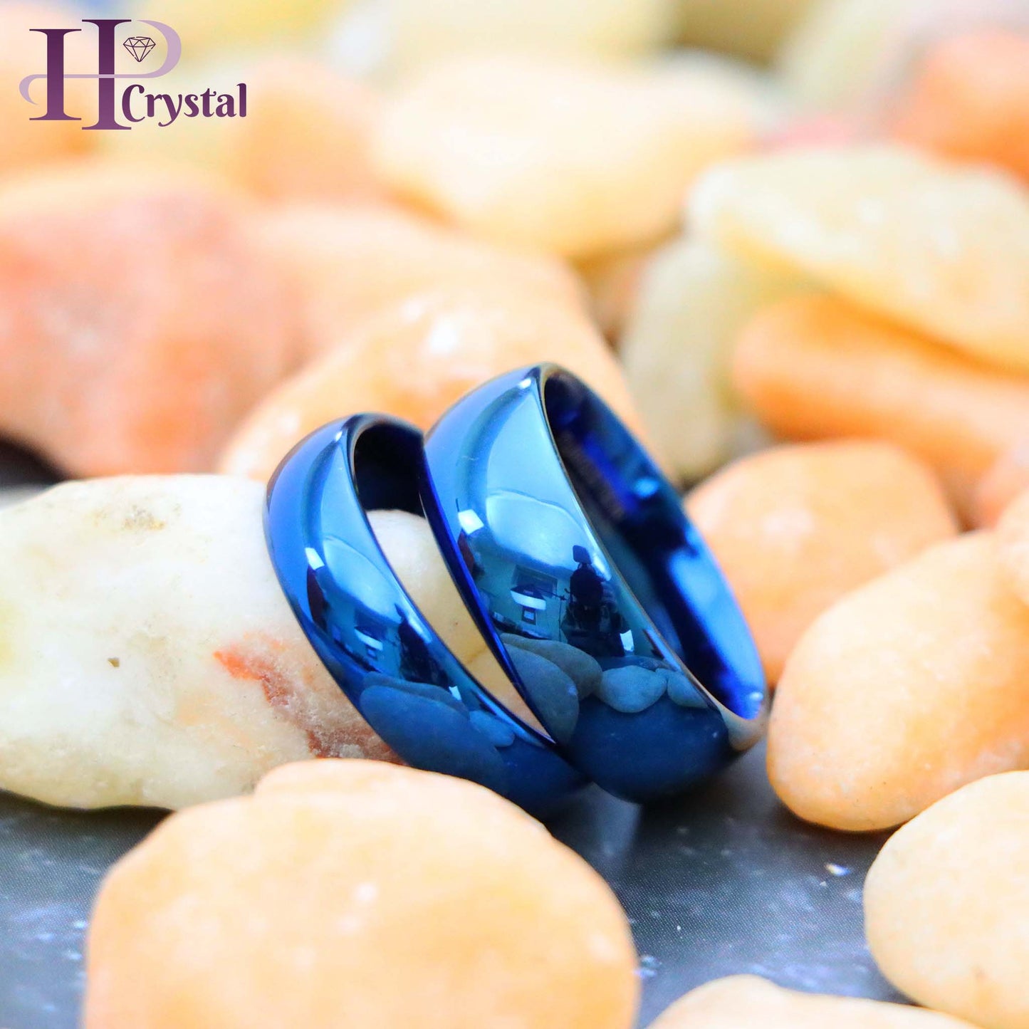 Shiny Blue IP Plated Domed Tungsten Ring (MARET893)