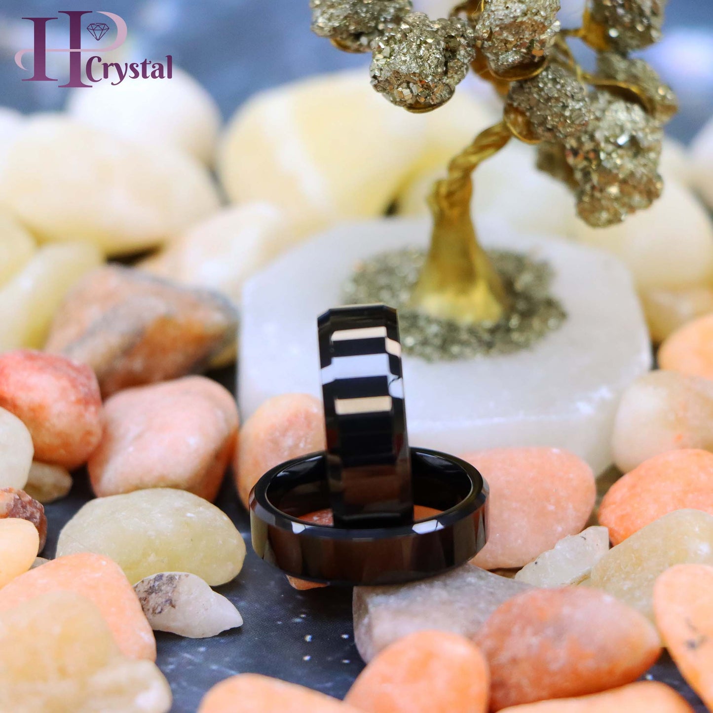 High Polish Black IP Plate Beveled Edge Tungsten Ring