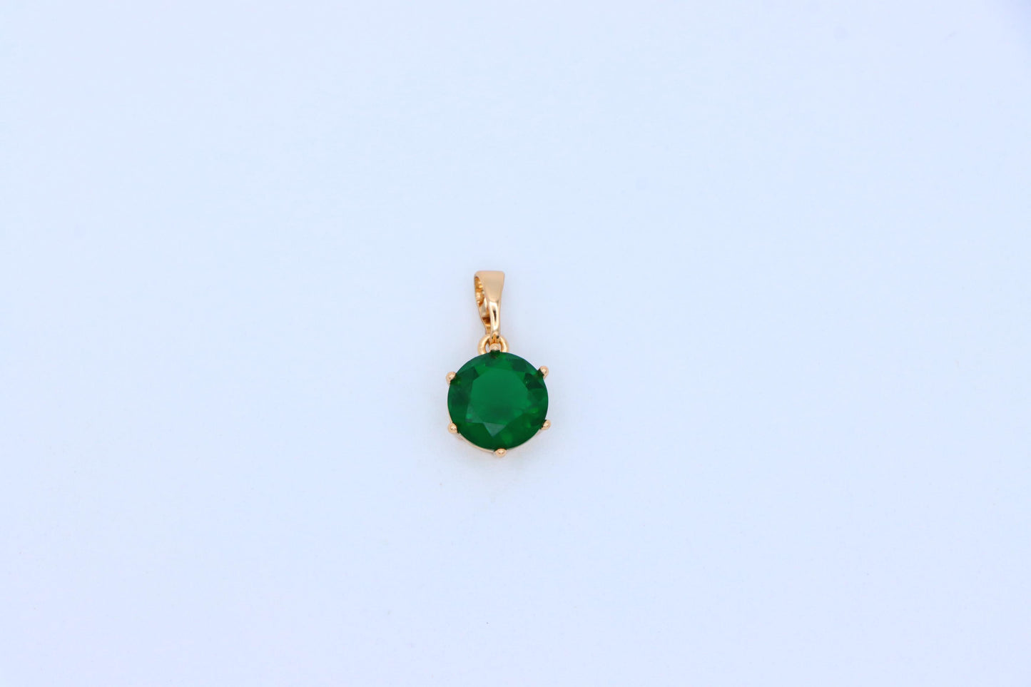 Deep Green Round Pendant in Rose Gold Setting with Prong Detail, XPPT1498 (2139-4)