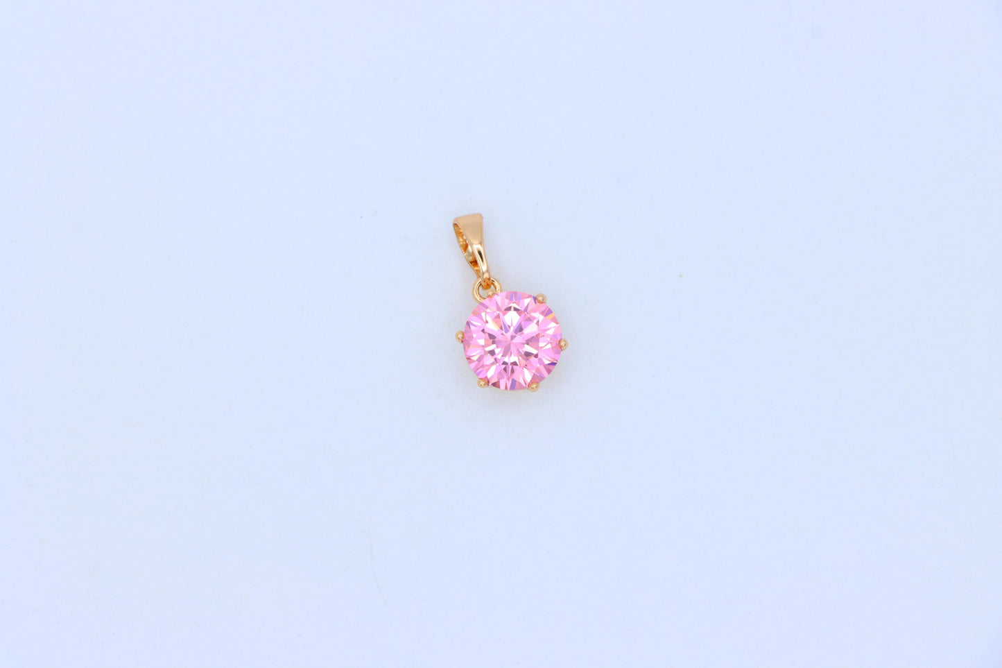 Pink Round Pendant in Rose Gold with Sparkling Faceted Stone, XPPT1499 (2139-4)