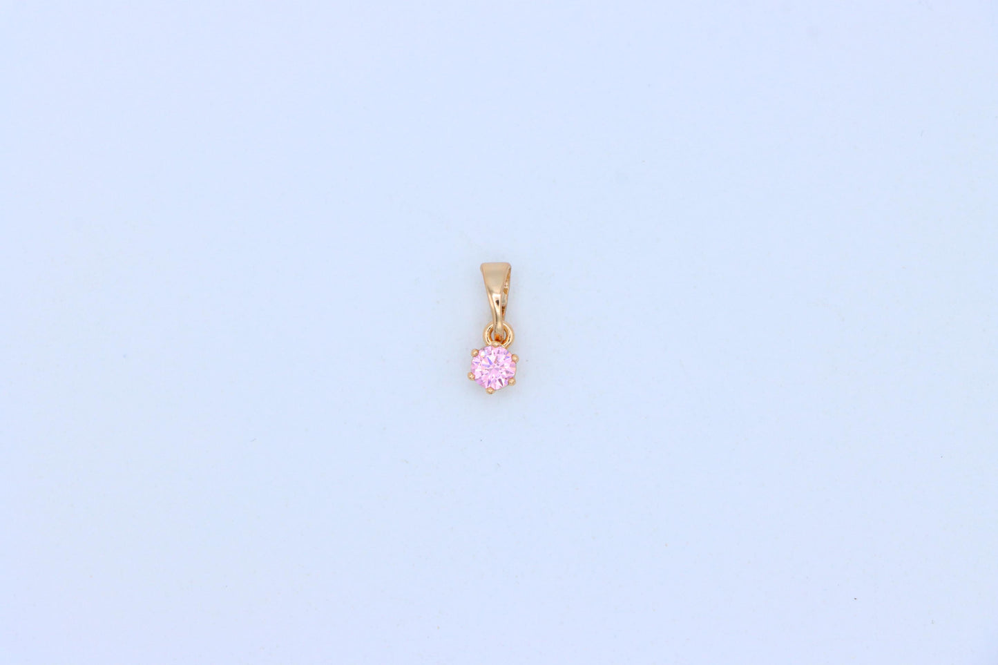 Tiny Round Pink Pendant in Gold Finish for Delicate Everyday Look, XPPT1653 (2163-2)