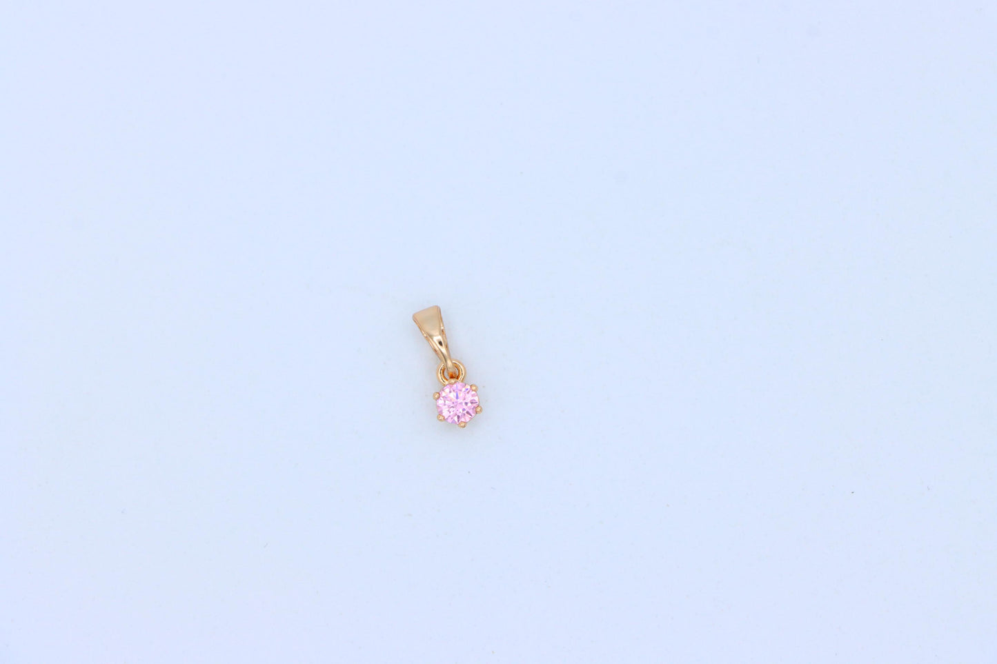 Tiny Round Pink Pendant in Gold Finish for Delicate Everyday Look, XPPT1653 (2163-2)