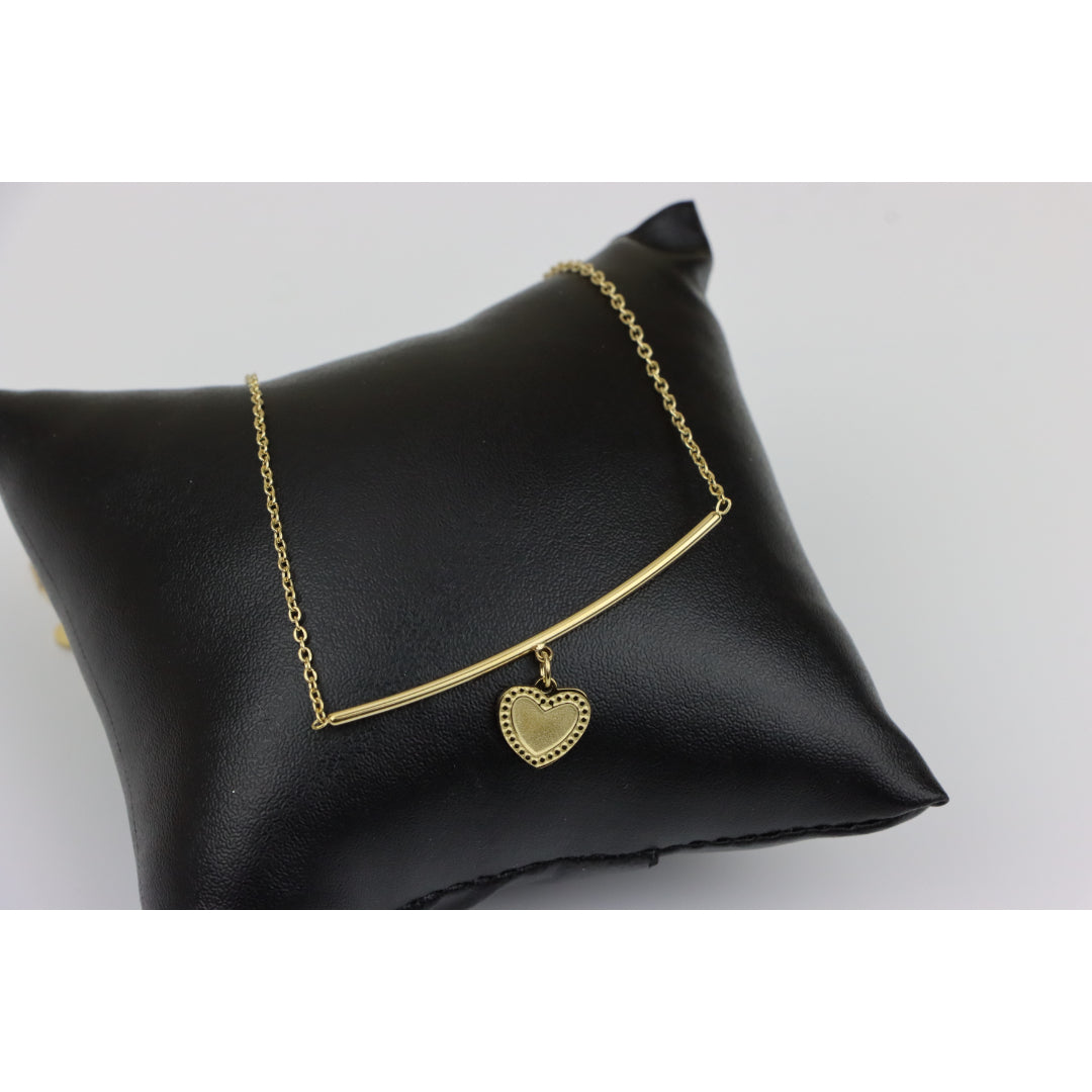 Yellow Gold Heart Pendant Necklace with Adjustable Chain, XPNL0358 (2036-8)
