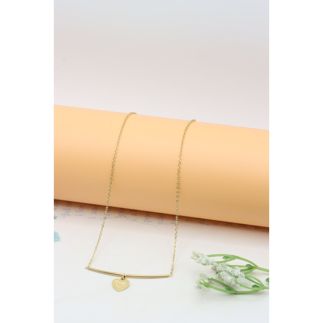 Yellow Gold Heart Pendant Necklace with Adjustable Chain, XPNL0358 (2036-8)