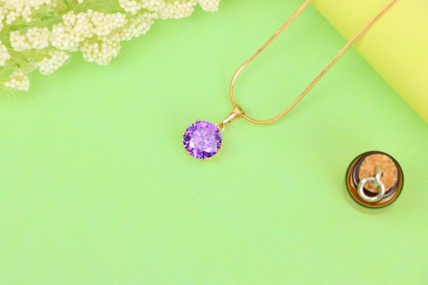 Royal Purple Round Pendant in Rose Gold with Brilliant Faceting, XPPT1500 (2139-4)