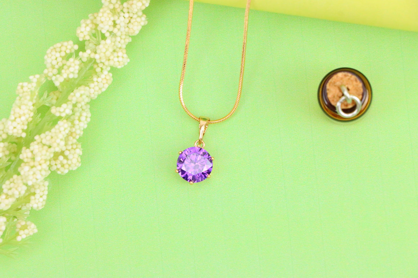 Royal Purple Round Pendant in Rose Gold with Brilliant Faceting, XPPT1500 (2139-4)