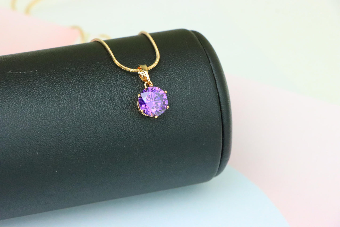 Royal Purple Round Pendant in Rose Gold with Brilliant Faceting, XPPT1500 (2139-4)