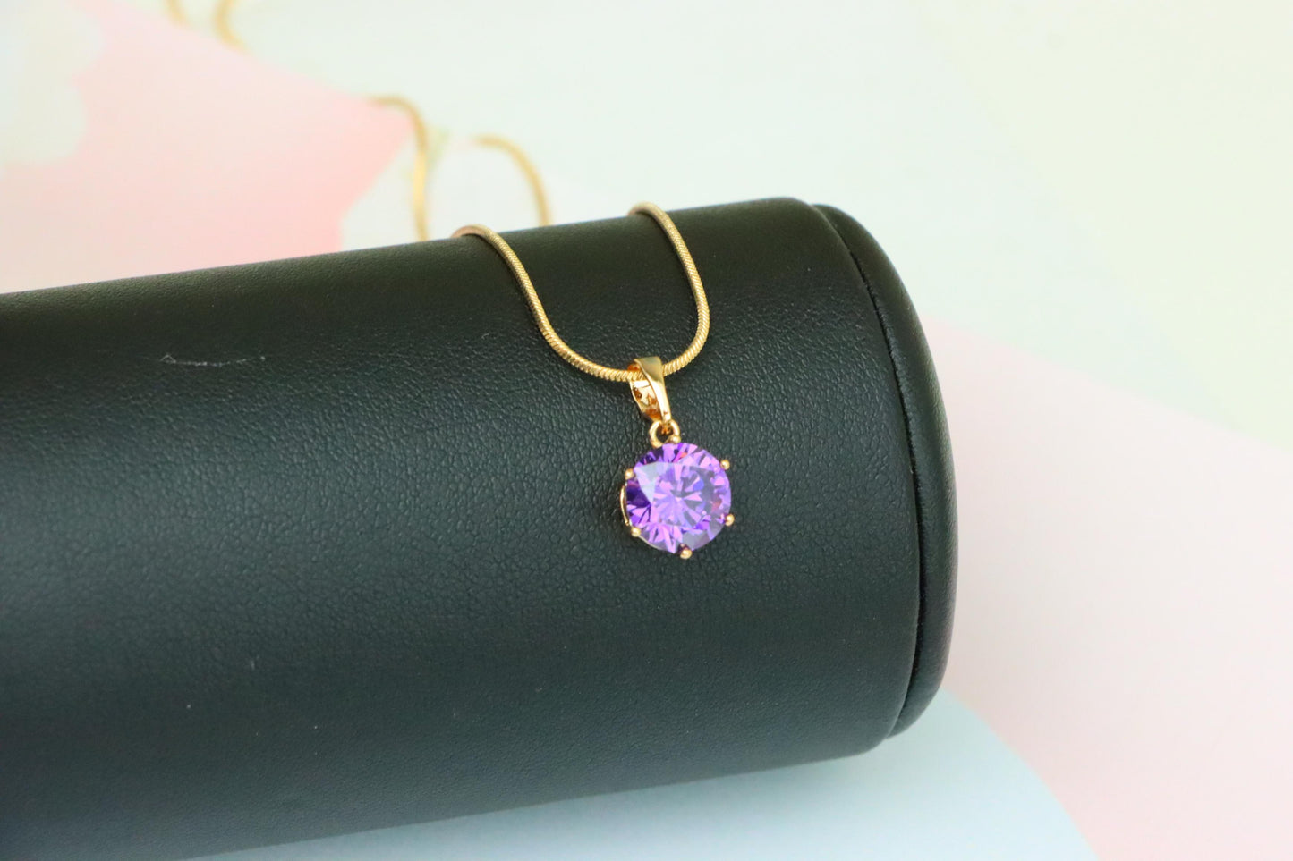 Royal Purple Round Pendant in Rose Gold with Brilliant Faceting, XPPT1500 (2139-4)
