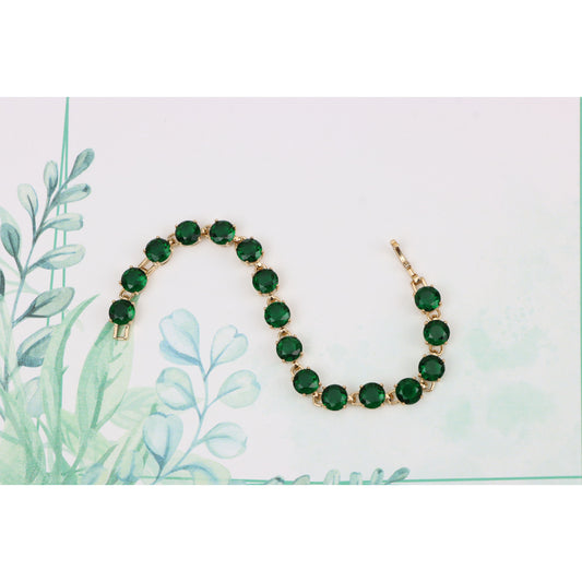 Elegant Green Crystal Rose Gold Bracelet with Prong Setting, XPBL0807 (2081-6)