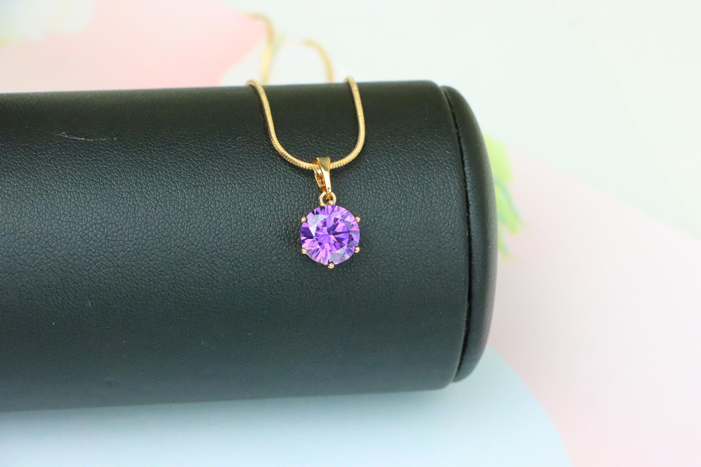 Royal Purple Round Pendant in Rose Gold with Brilliant Faceting, XPPT1500 (2139-4)