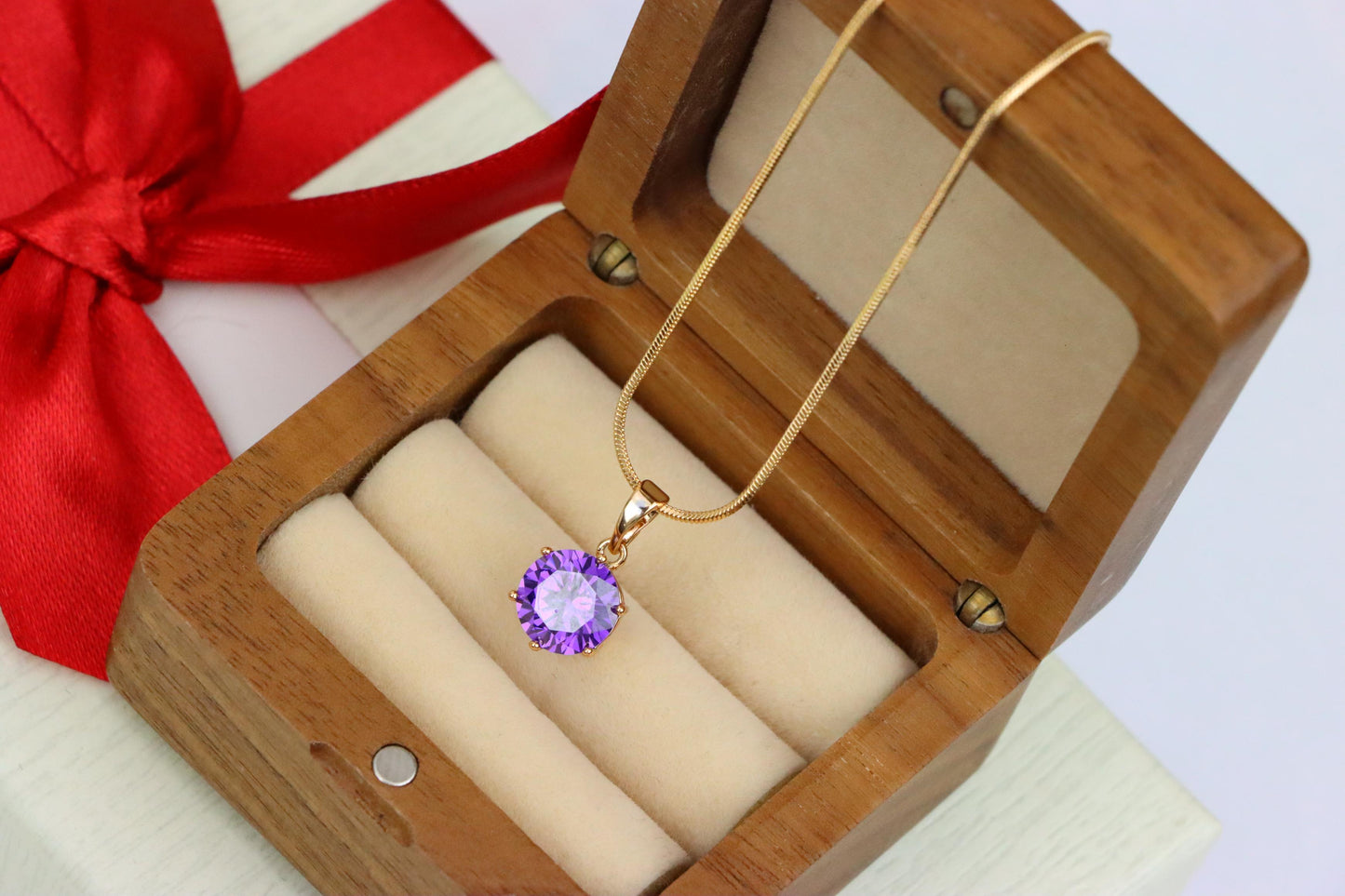 Royal Purple Round Pendant in Rose Gold with Brilliant Faceting, XPPT1500 (2139-4)