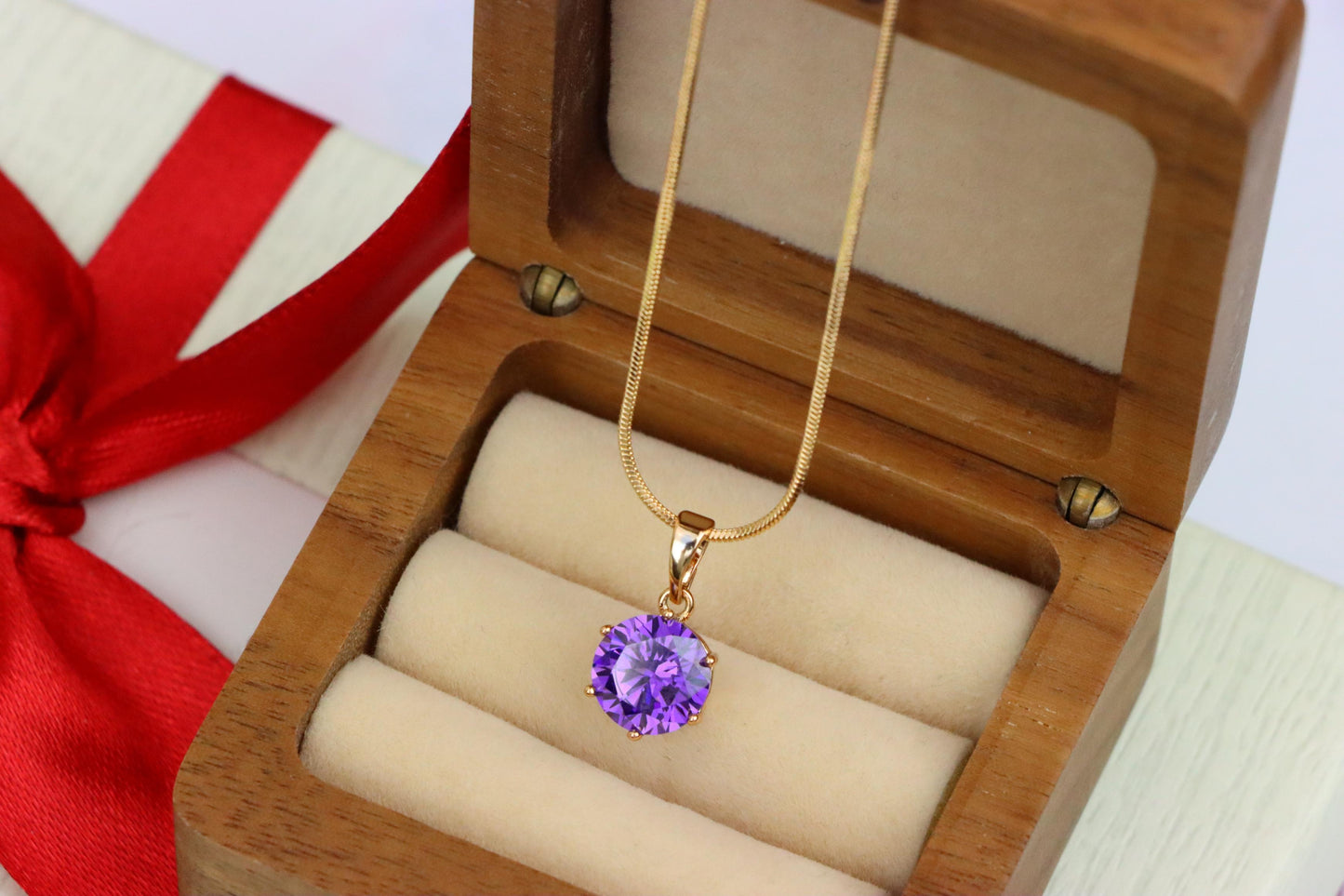 Royal Purple Round Pendant in Rose Gold with Brilliant Faceting, XPPT1500 (2139-4)