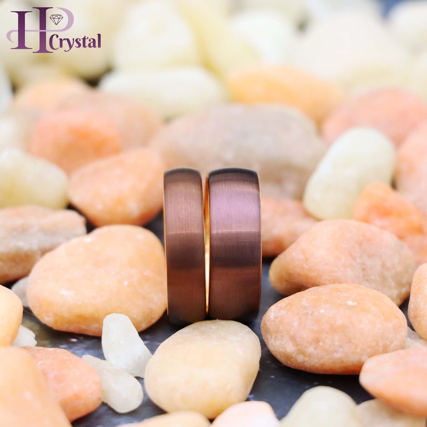 Semi-Domed Brushed Brown IP Plated & Rose Gold IP Plated Tungsten Ring