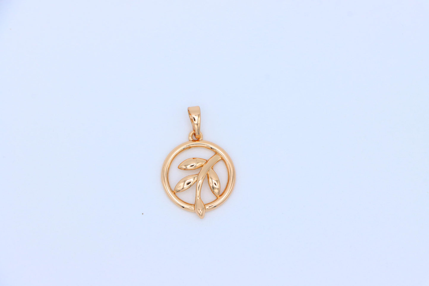 Minimal Leaf-Inspired Round Rose Gold Pendant in Elegant Design, XPPT1502 (2139-5)
