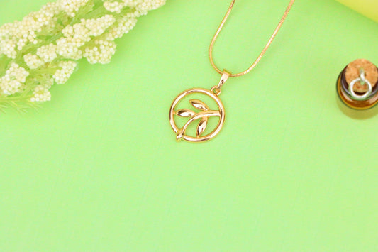 Minimal Leaf-Inspired Round Rose Gold Pendant in Elegant Design, XPPT1502 (2139-5)