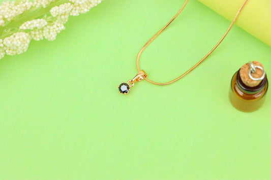 Minimalist Black Round Pendant in Gold Finish for Everyday Wear, XPPT1656 (2163-2)