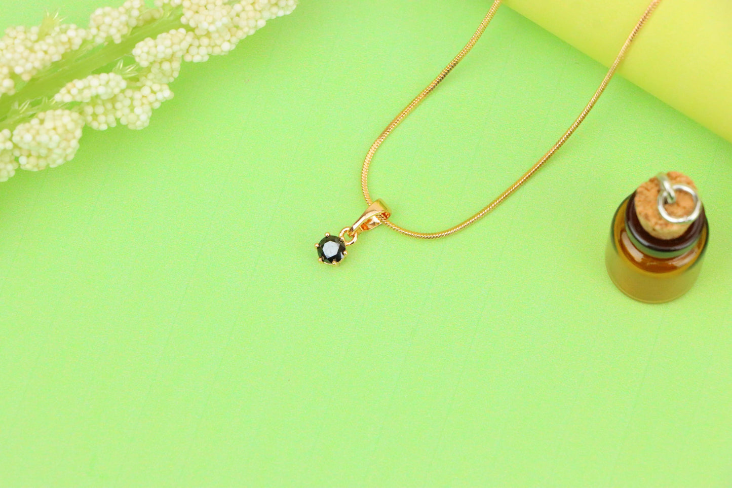 Minimalist Black Round Pendant in Gold Finish for Everyday Wear, XPPT1656 (2163-2)