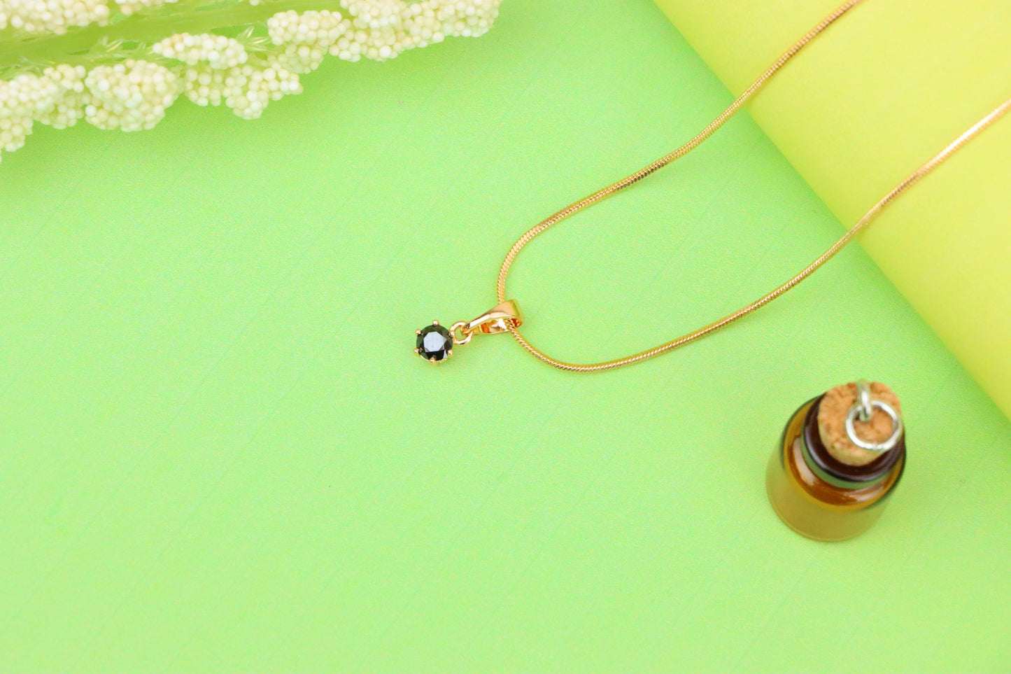 Minimalist Black Round Pendant in Gold Finish for Everyday Wear, XPPT1656 (2163-2)