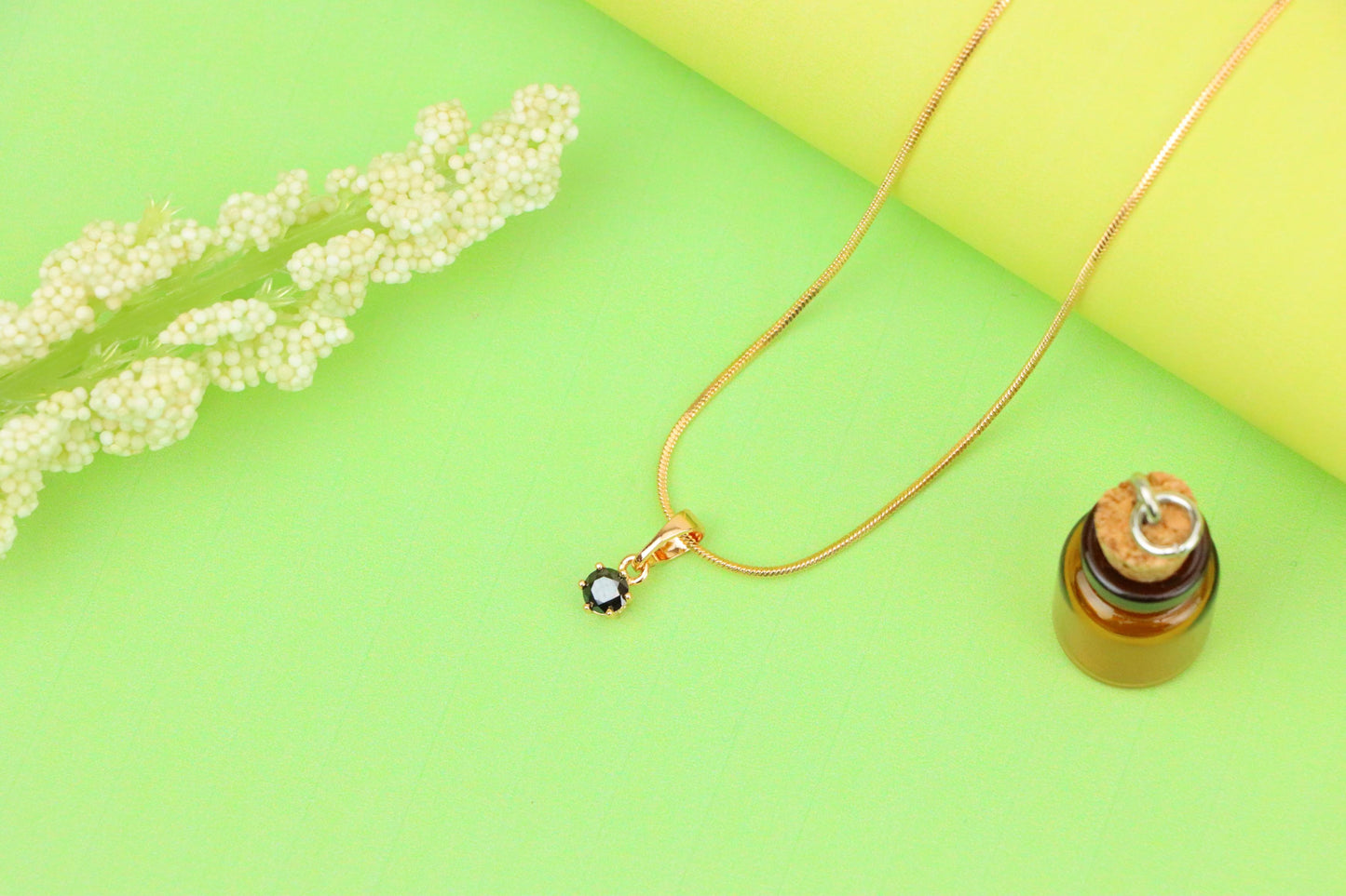 Minimalist Black Round Pendant in Gold Finish for Everyday Wear, XPPT1656 (2163-2)
