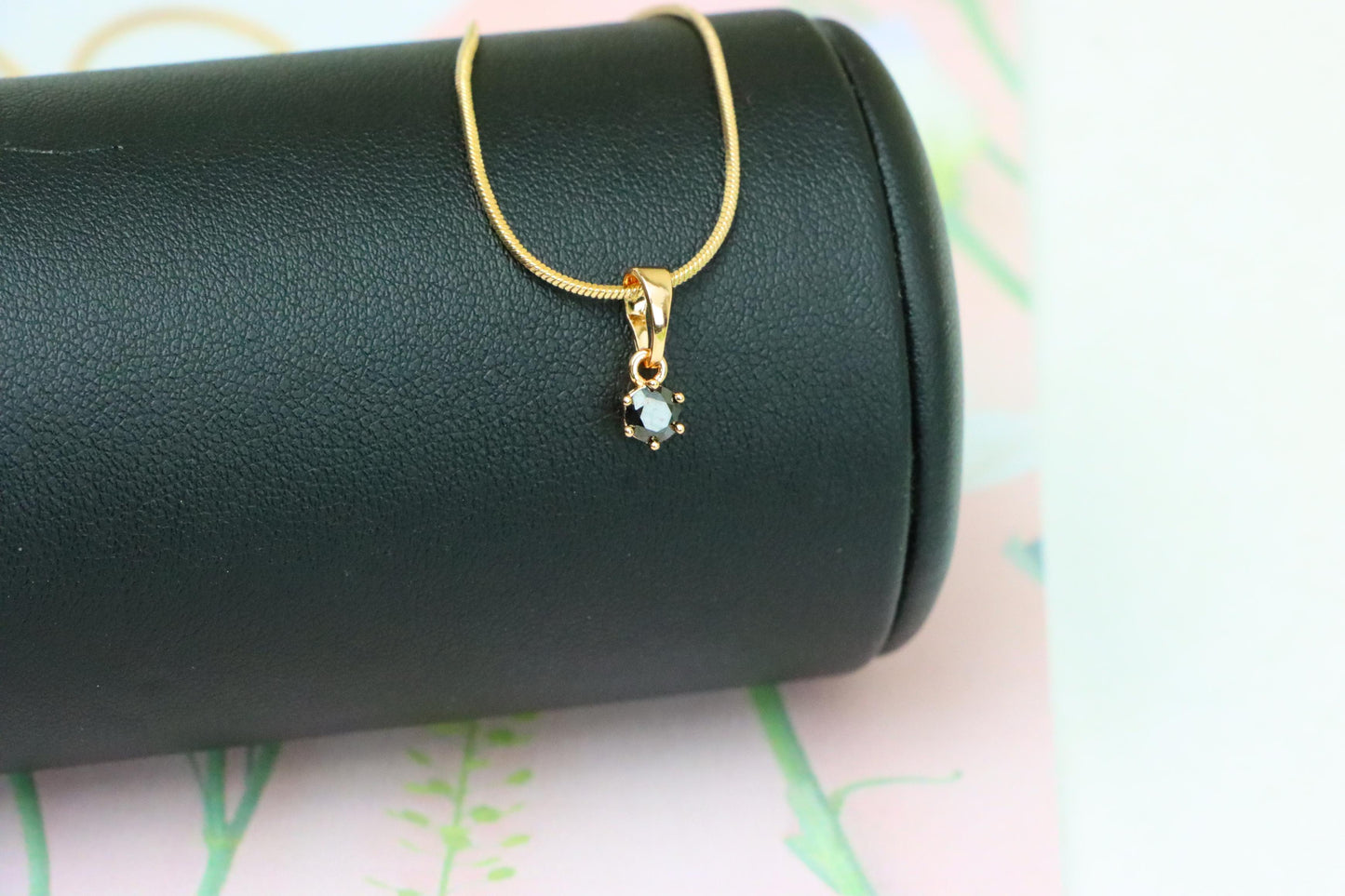 Minimalist Black Round Pendant in Gold Finish for Everyday Wear, XPPT1656 (2163-2)