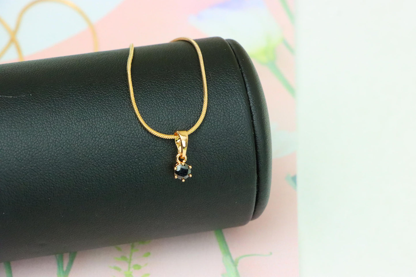 Minimalist Black Round Pendant in Gold Finish for Everyday Wear, XPPT1656 (2163-2)