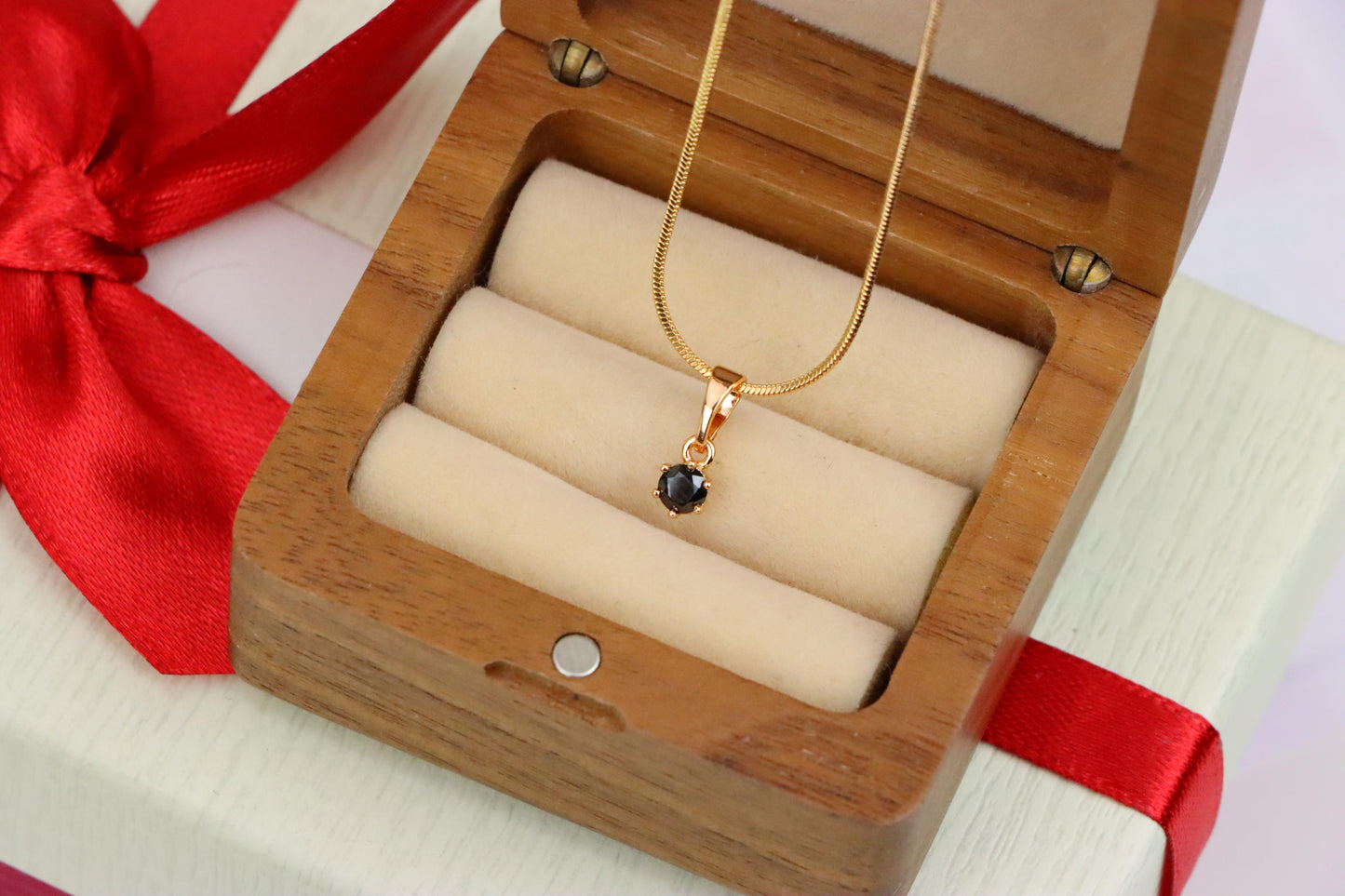 Minimalist Black Round Pendant in Gold Finish for Everyday Wear, XPPT1656 (2163-2)