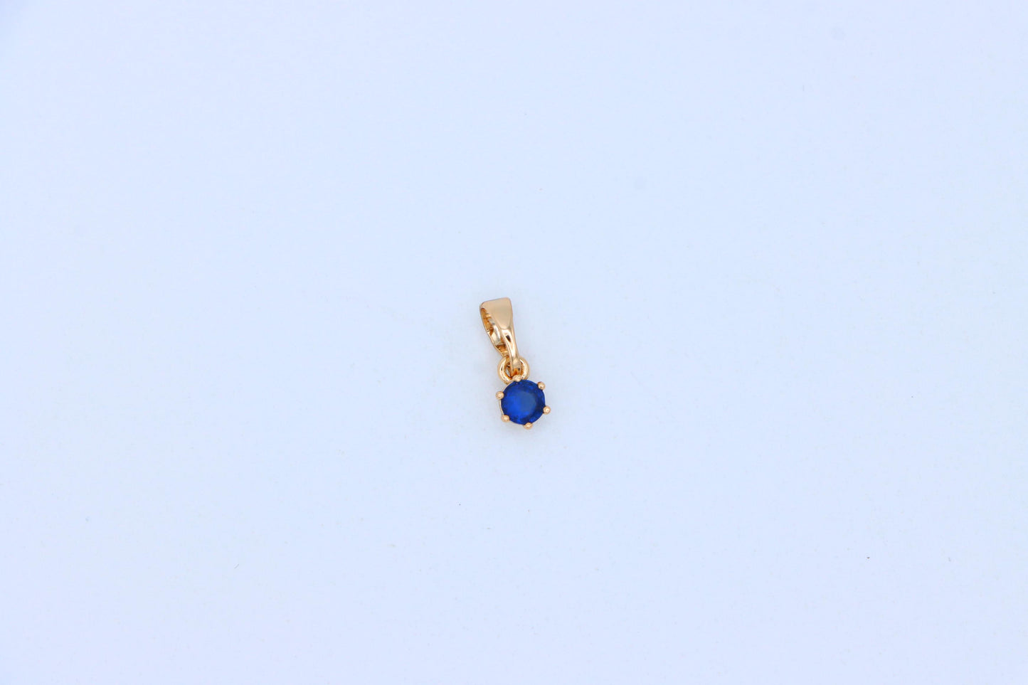 Tiny Round Blue Pendant in Gold Finish for Delicate Everyday Style, XPPT1657 (2163-2)