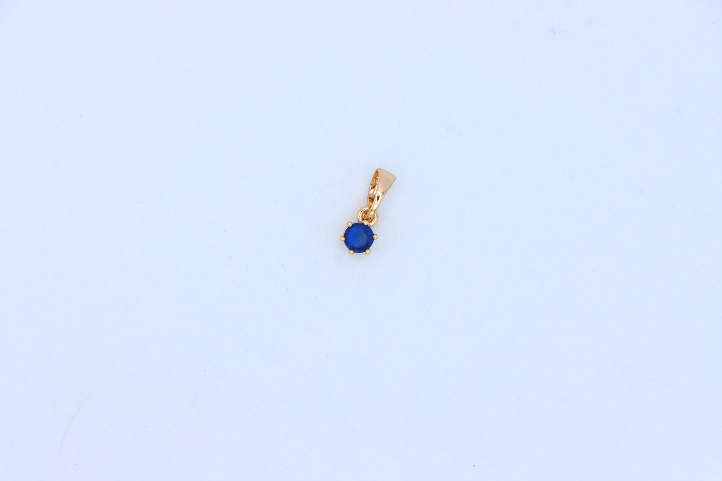 Tiny Round Blue Pendant in Gold Finish for Delicate Everyday Style, XPPT1657 (2163-2)