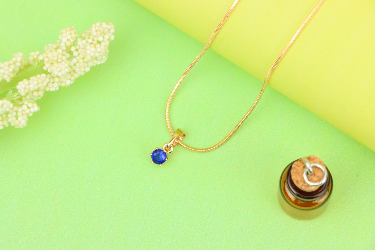 Tiny Round Blue Pendant in Gold Finish for Delicate Everyday Style, XPPT1657 (2163-2)