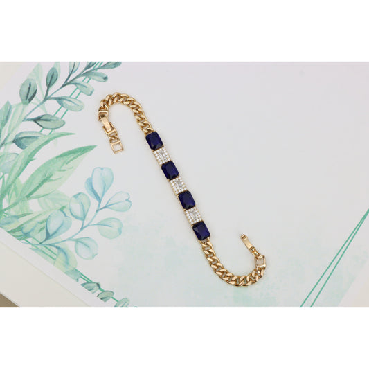 Rose Gold Bracelet with Deep Blue and White Crystal Accents, XPBL0811 (2081-10)