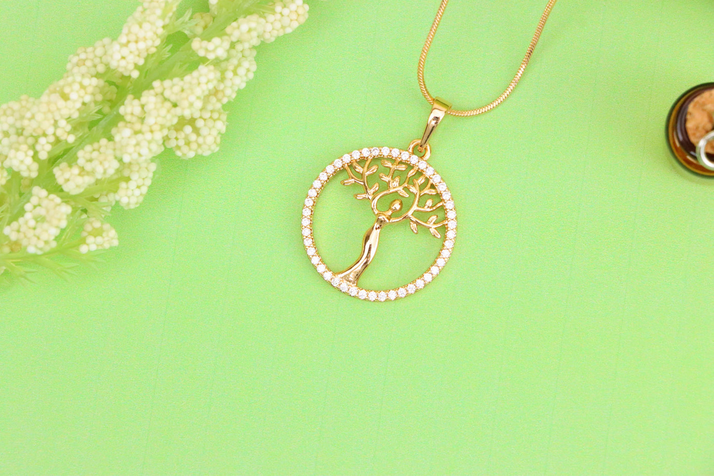 Rose Gold Tree of Life Woman Pendant with Crystal Accent Border, XPPT1504 (2139-7)