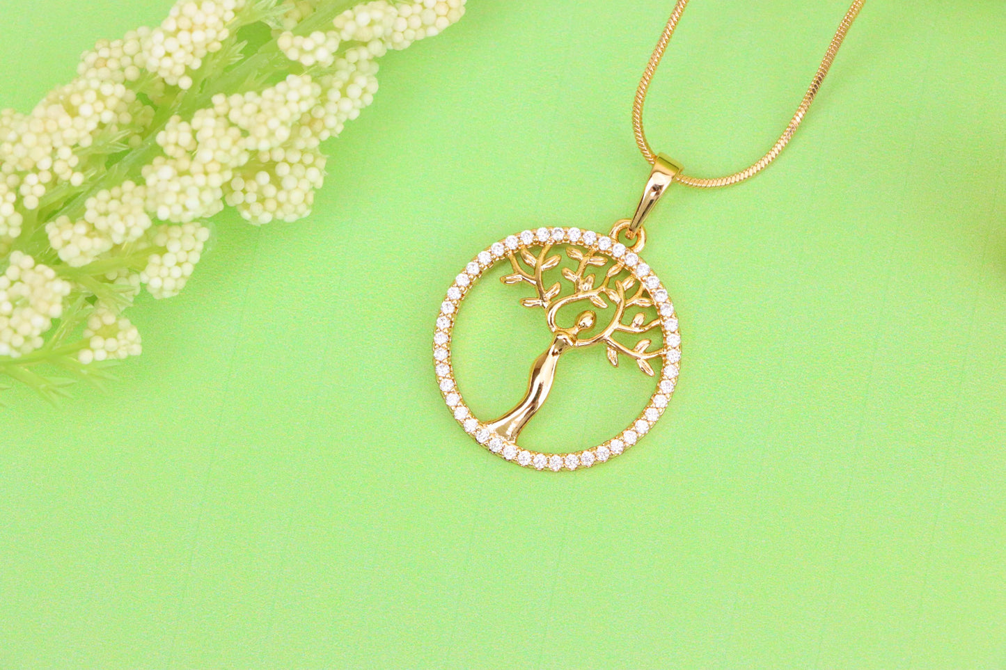 Rose Gold Tree of Life Woman Pendant with Crystal Accent Border, XPPT1504 (2139-7)