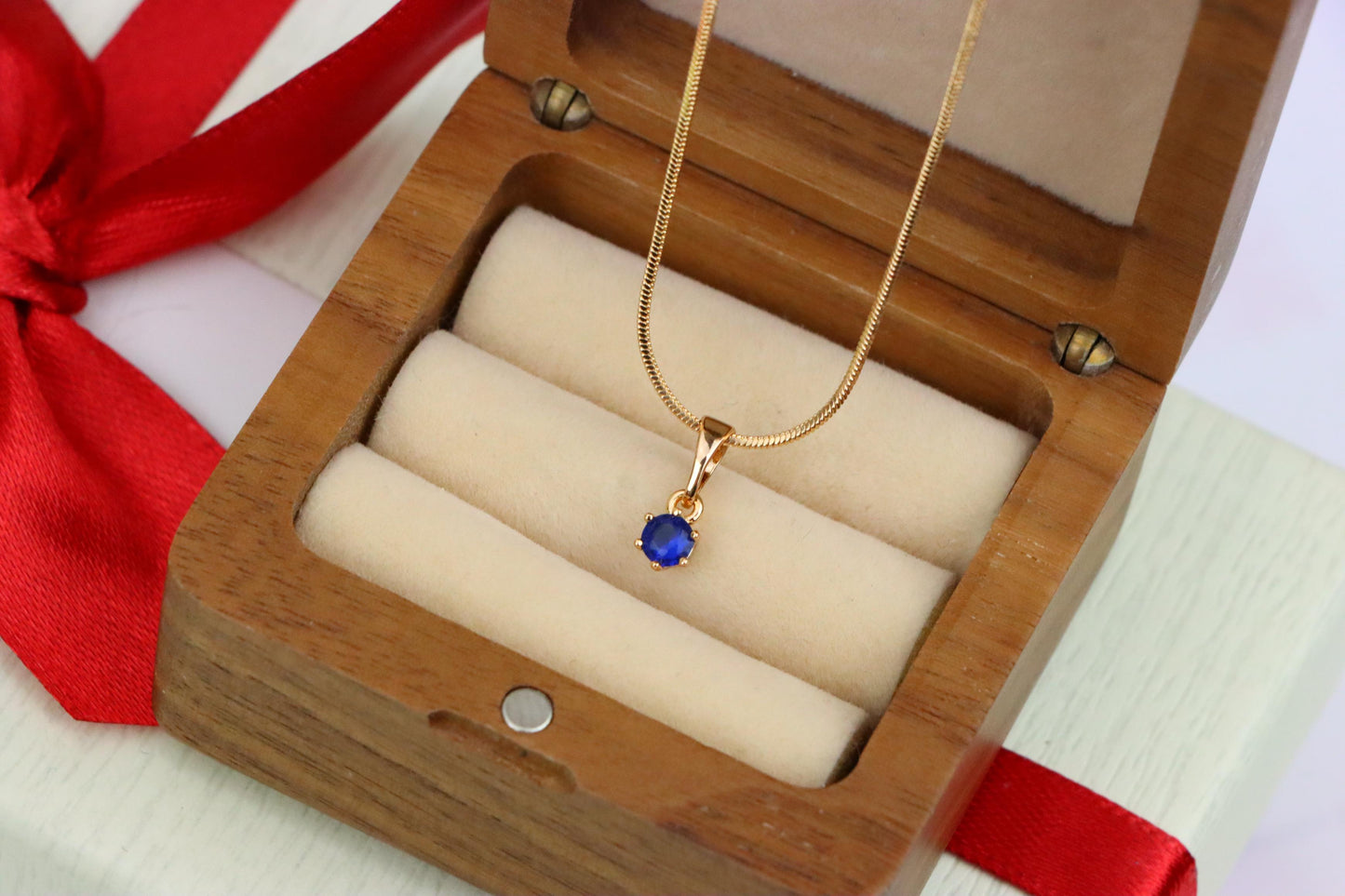 Tiny Round Blue Pendant in Gold Finish for Delicate Everyday Style, XPPT1657 (2163-2)