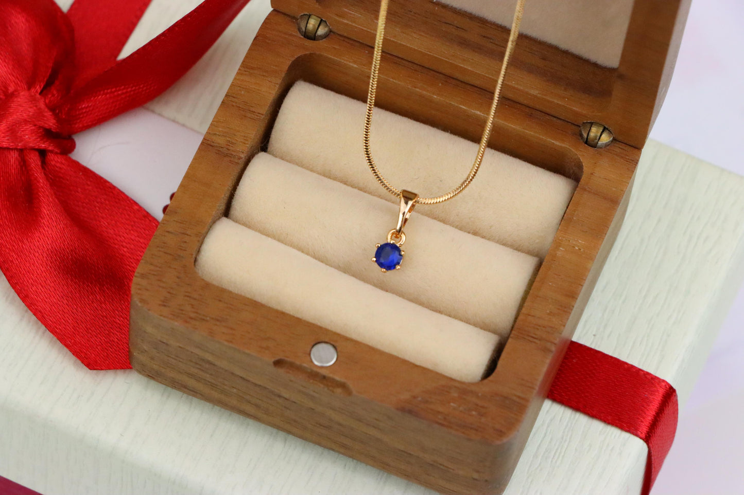 Tiny Round Blue Pendant in Gold Finish for Delicate Everyday Style, XPPT1657 (2163-2)