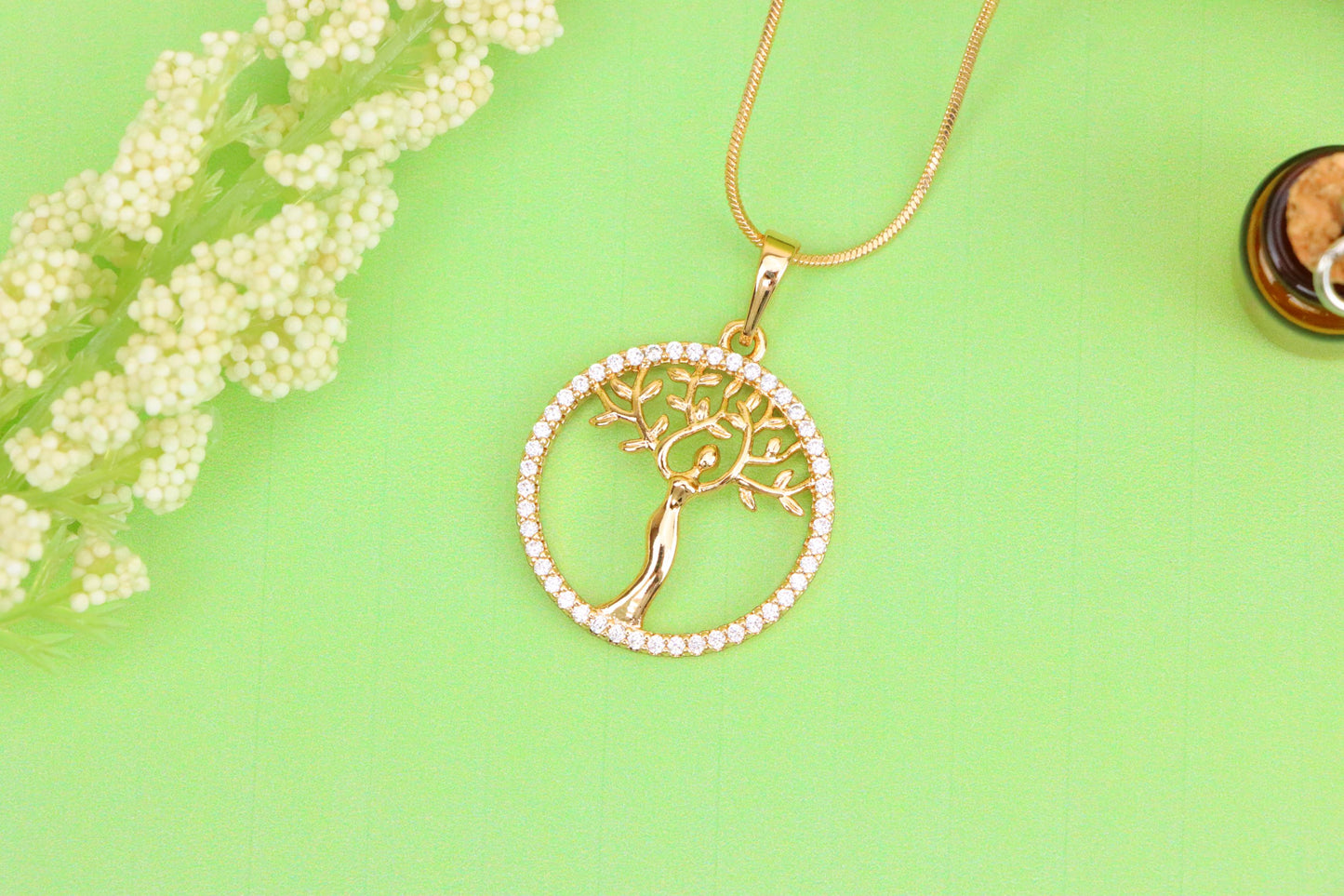 Rose Gold Tree of Life Woman Pendant with Crystal Accent Border, XPPT1504 (2139-7)