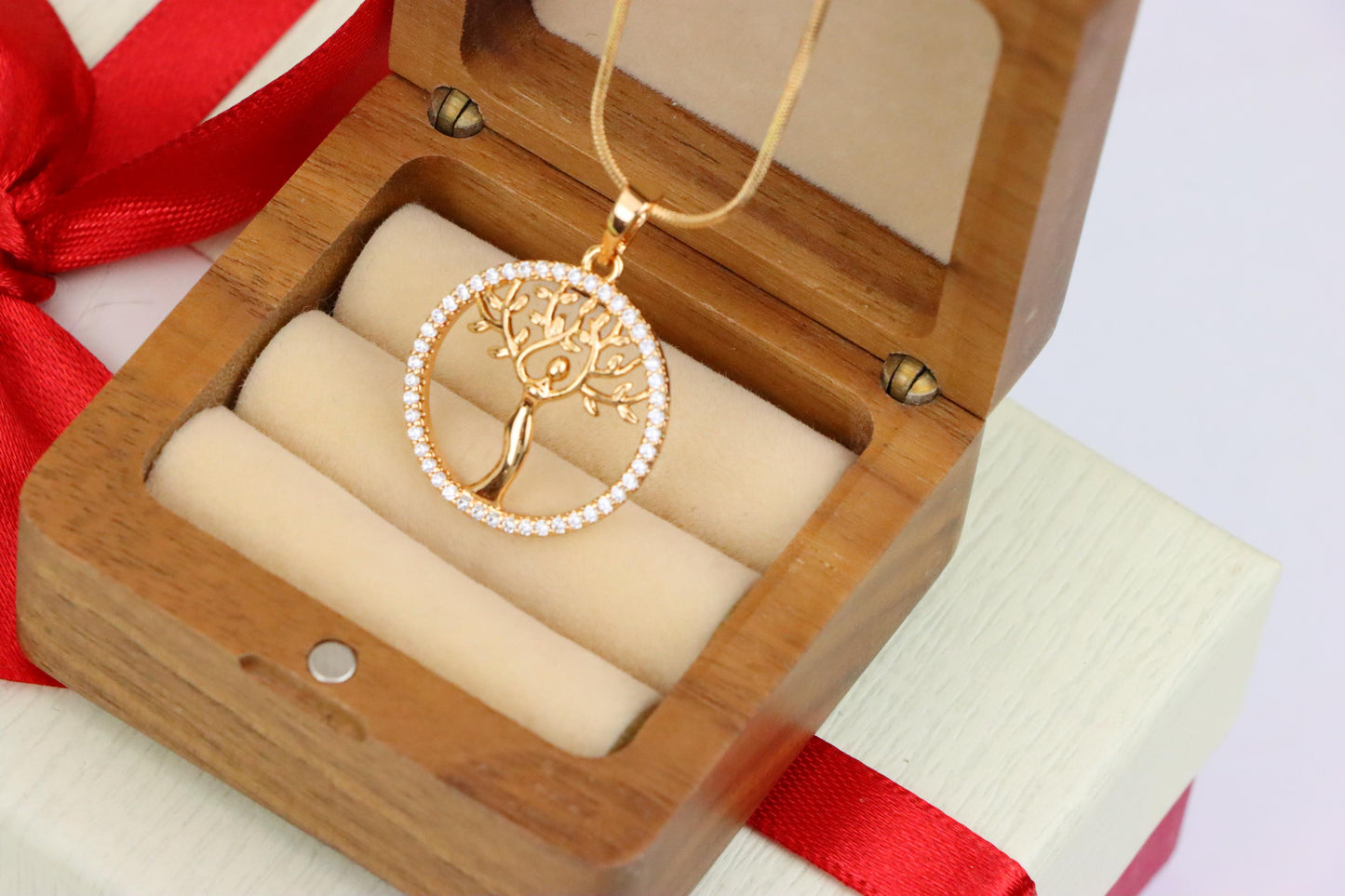 Rose Gold Tree of Life Woman Pendant with Crystal Accent Border, XPPT1504 (2139-7)