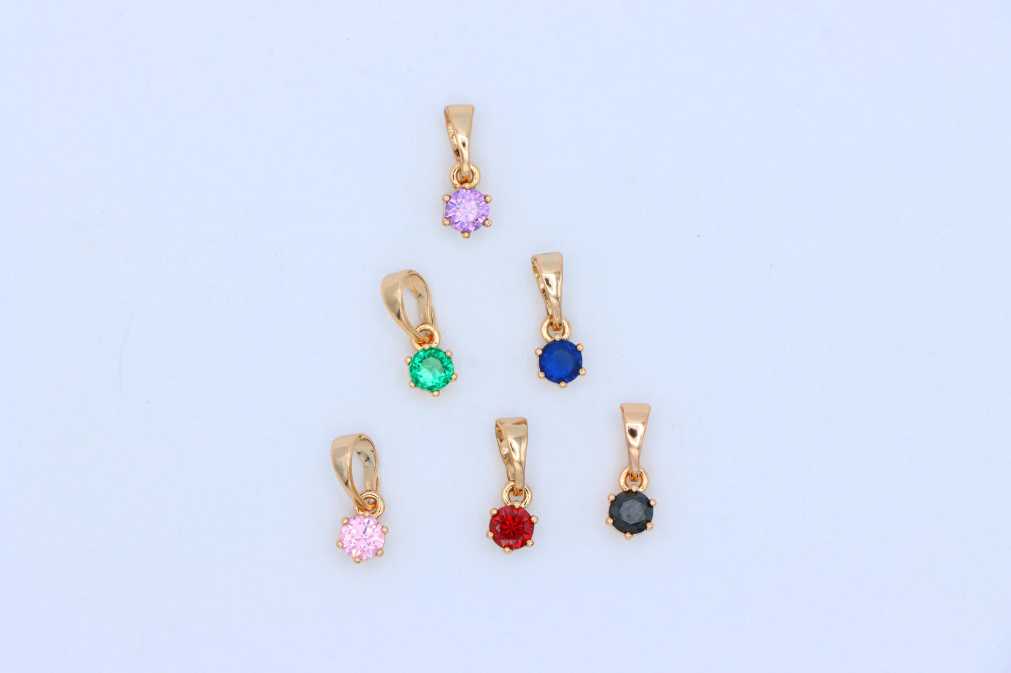 Tiny Round Blue Pendant in Gold Finish for Delicate Everyday Style, XPPT1657 (2163-2)