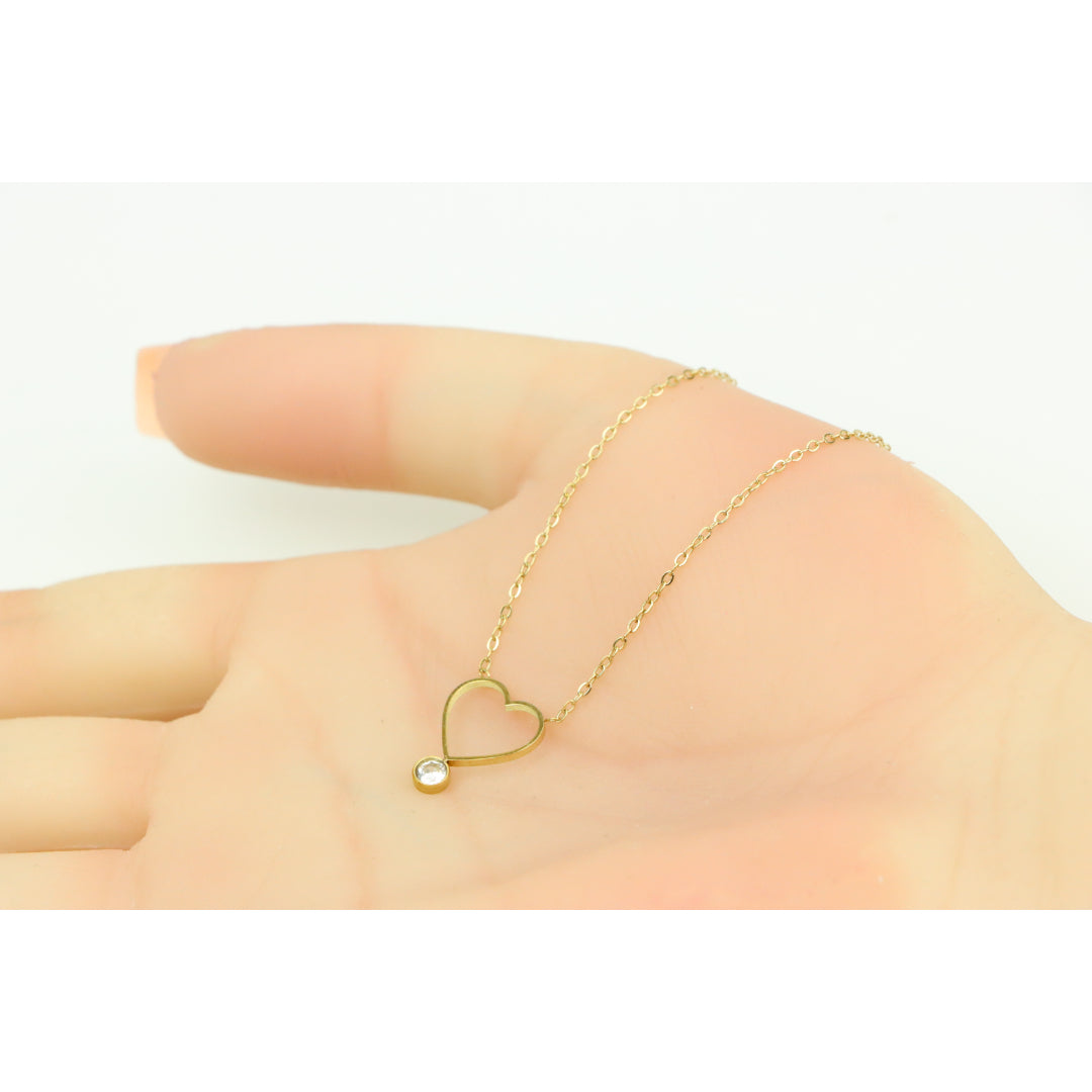 Delicate Yellow Heart Pendant Necklace with Adjustable Chain, XPNL0364 (2037-4)