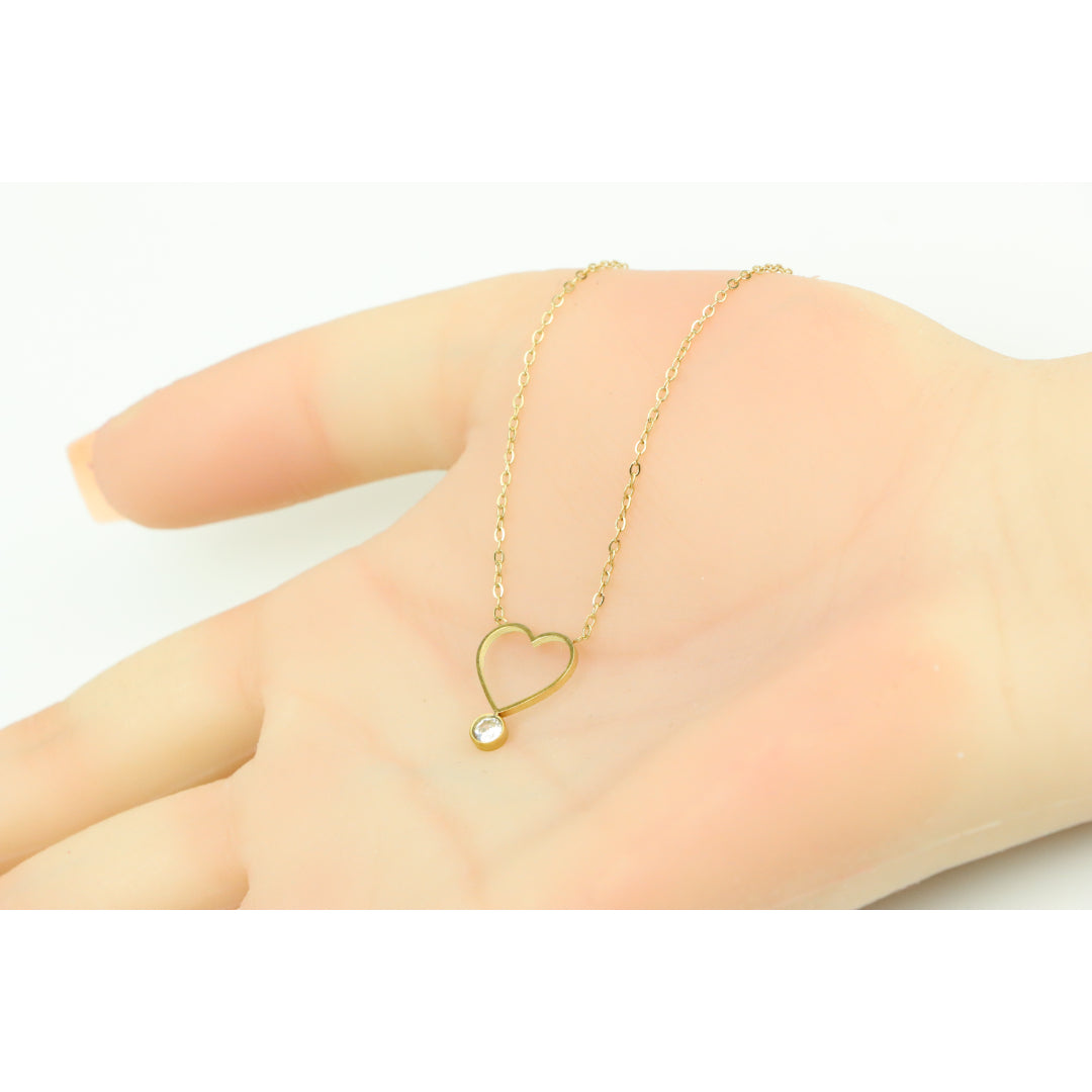 Delicate Yellow Heart Pendant Necklace with Adjustable Chain, XPNL0364 (2037-4)
