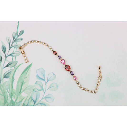 Colorful Gemstone Rose Gold Bracelet with Sparkle Chain, XPBL0812 (2082-1)