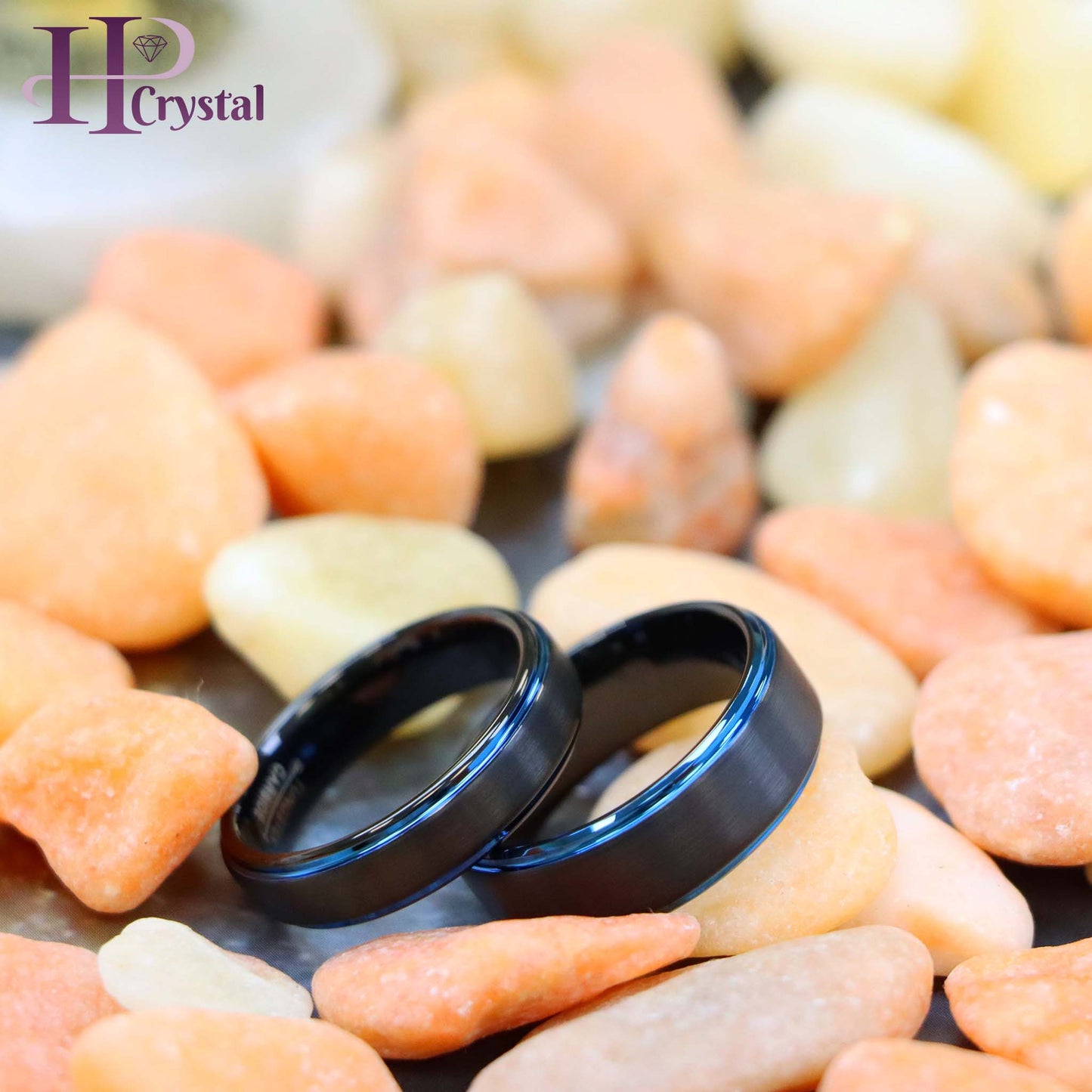 Black Outside Blue Inside IP Plated Brushed Center Stepped Edge Tungsten Ring