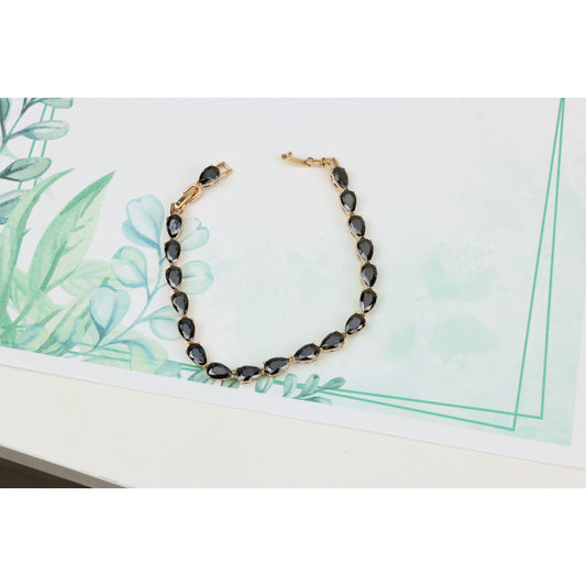 Rose Gold Bracelet with Black Teardrop Stones – Bold & Elegant, XPBL0814 (2082-3)