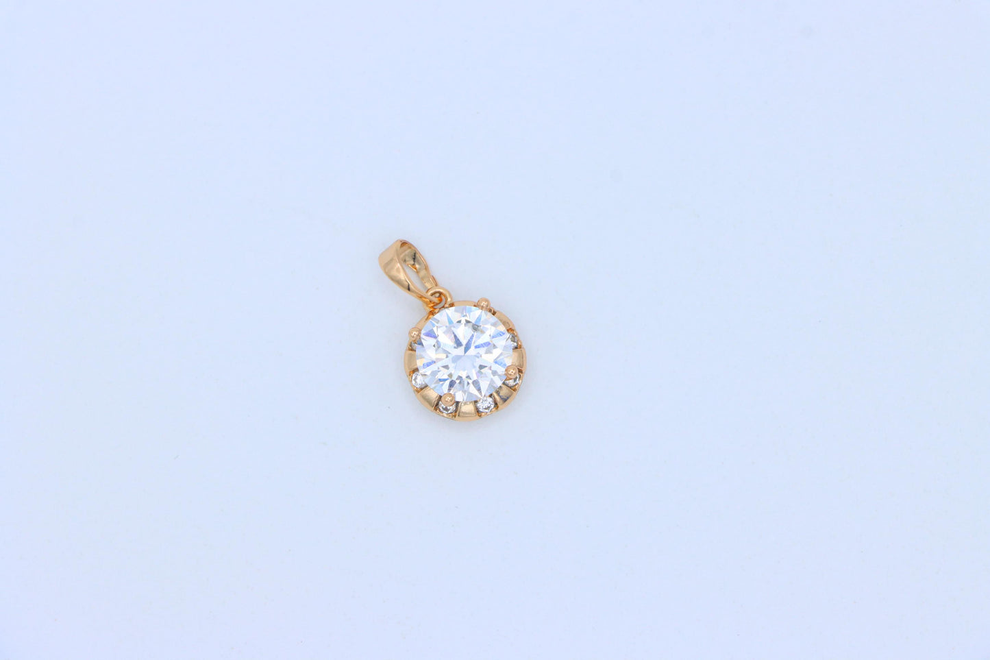 Sparkling White Round Pendant in Gold Finish with Crystal Accents, XPPT1648 (2163-3)