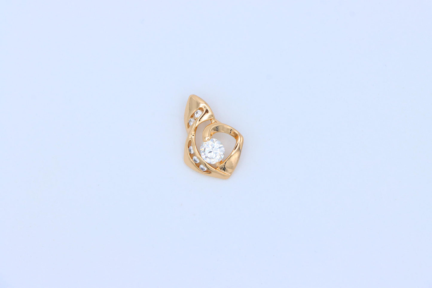 Rose Gold Twist Pendant with Central Round Stone and Side Accents, XPPT1509 (2140-2)